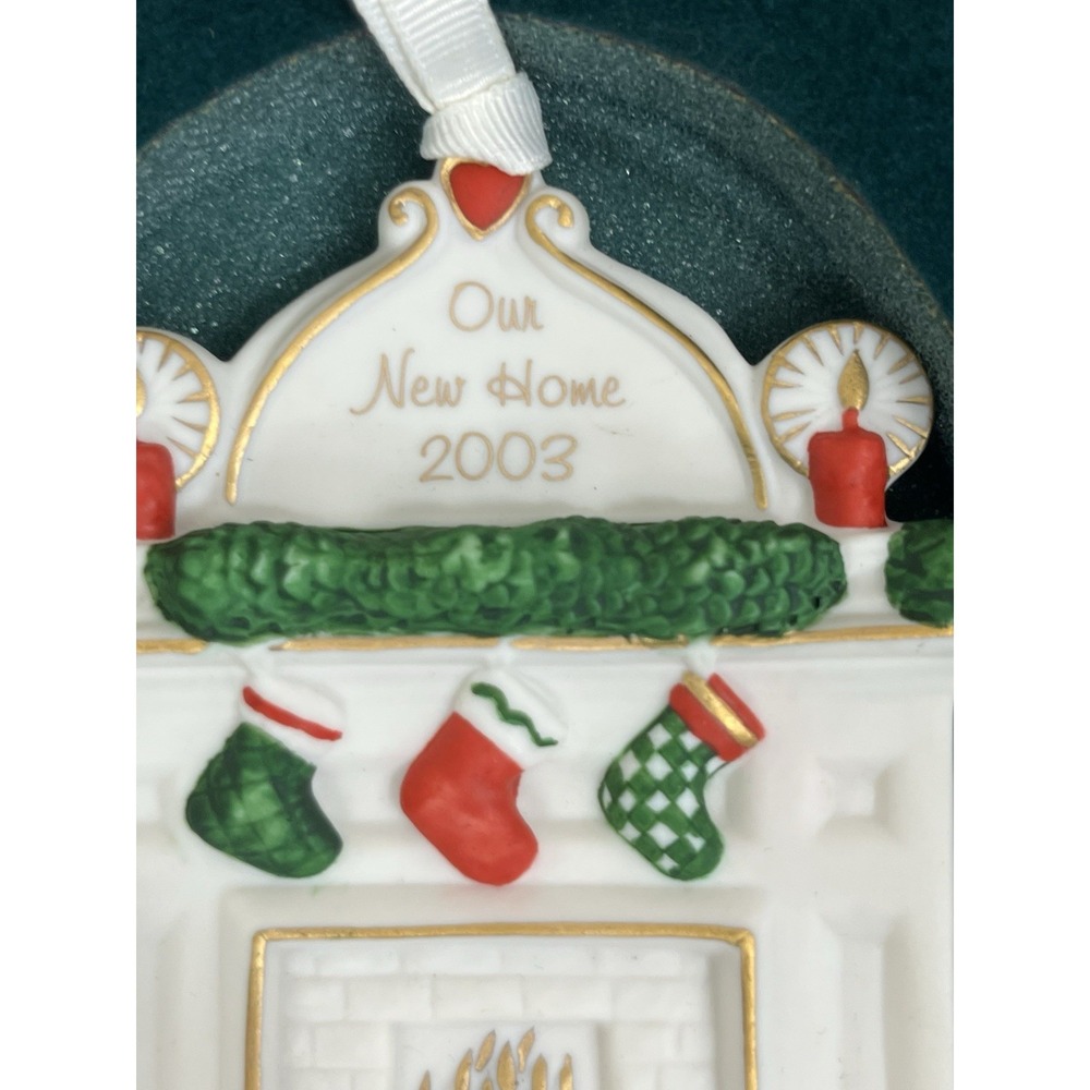 WEDGWOOD Porcelain 2003 Our New Home Christmas Ornament Fireplace NIB - Picture 4 of 11